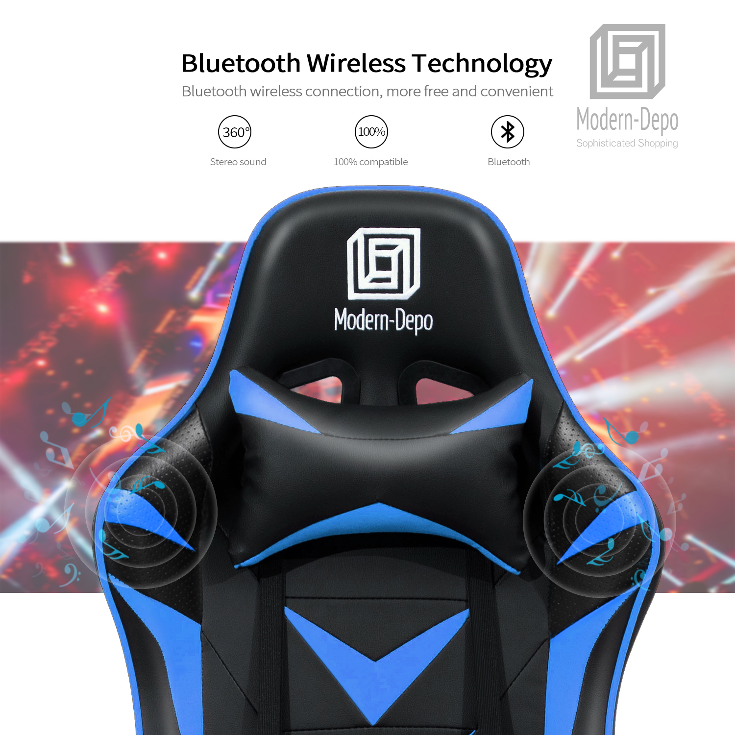 Computer Gaming Chair Bluetooth Speakers Ergonomic Office Chairs Swivel