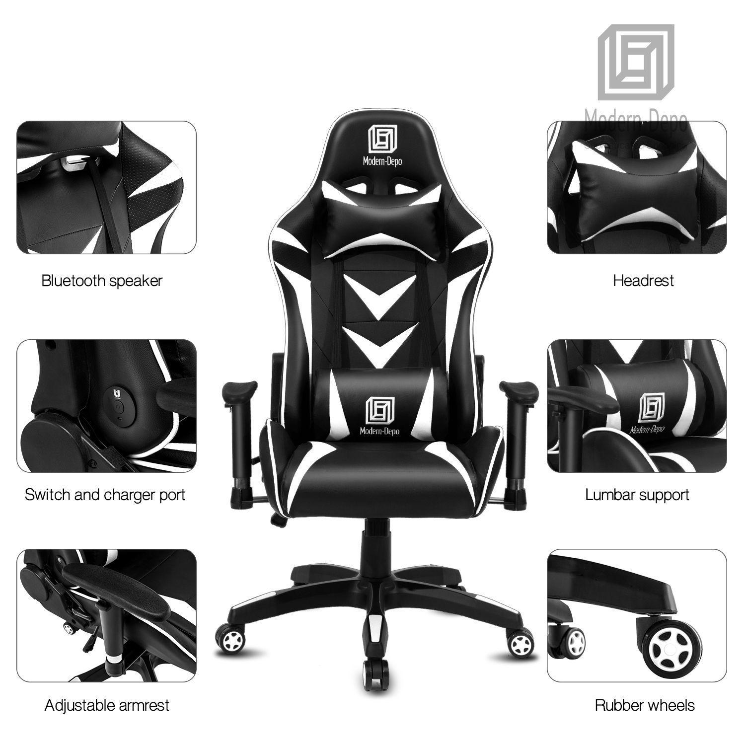 Computer Gaming Chair Bluetooth Speakers Ergonomic Office Chairs Swivel