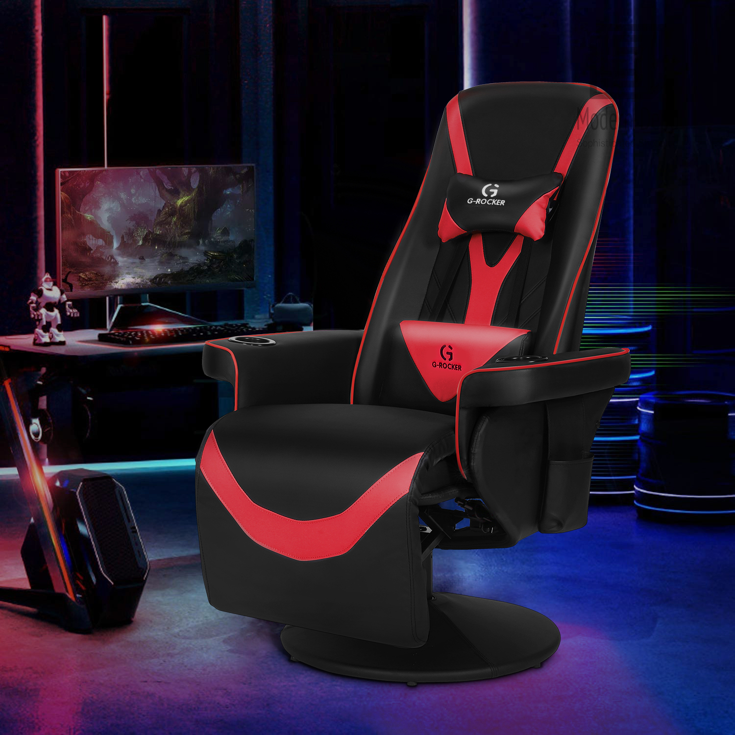 Racing Gaming Chair Swivel Recliner Chairs with Headrest Footrest Lumbar Support