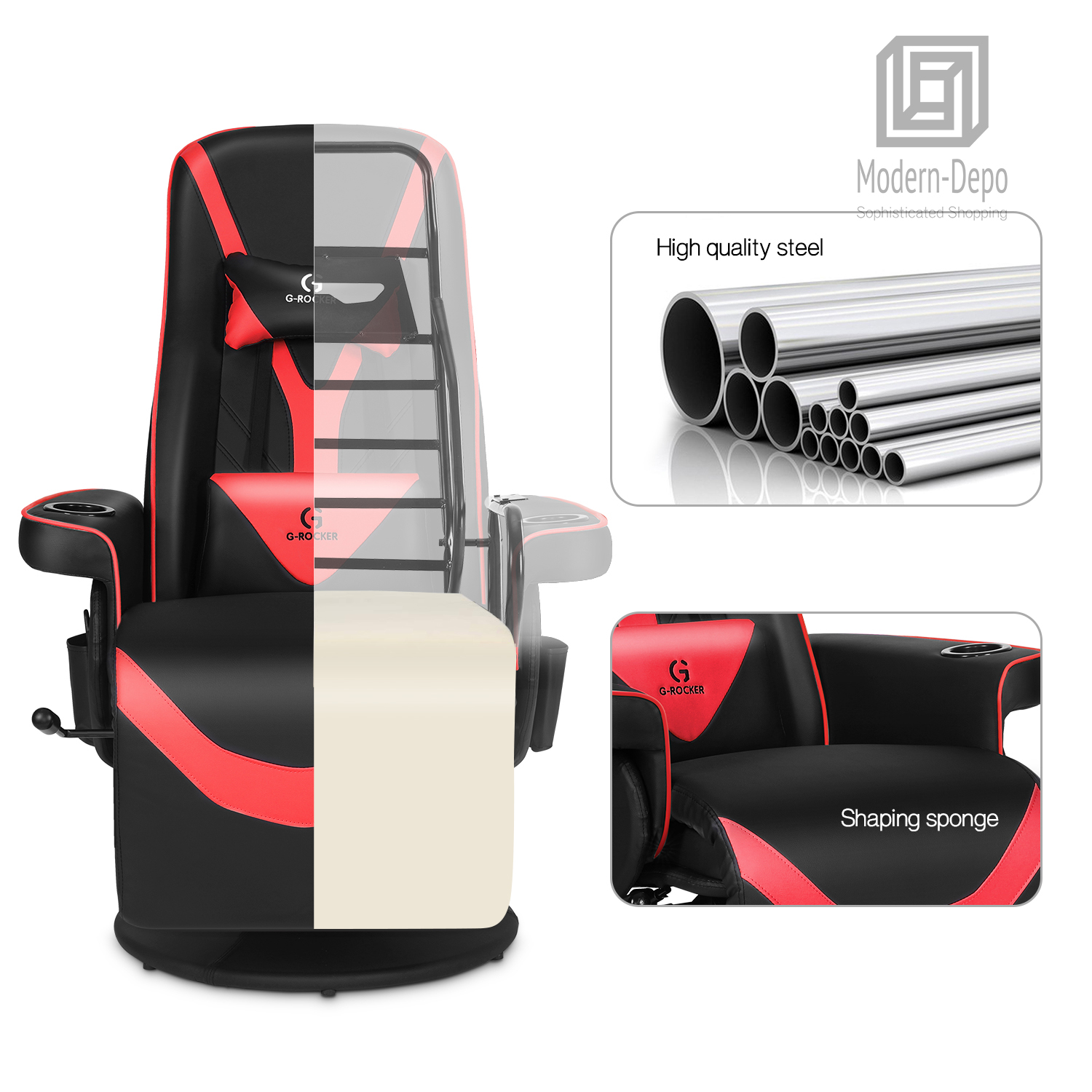Racing Gaming Chair Swivel Recliner Chairs with Headrest Footrest Lumbar Support