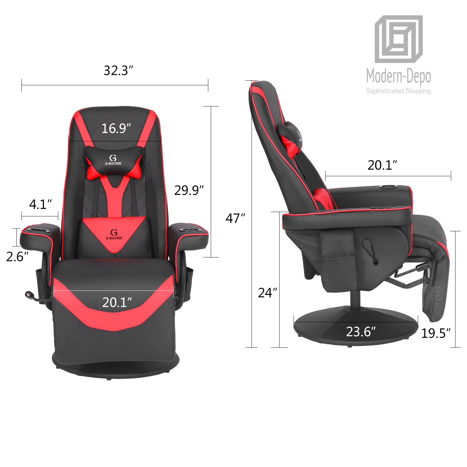 Racing Gaming Chair Swivel Recliner Chairs with Headrest Footrest Lumbar Support