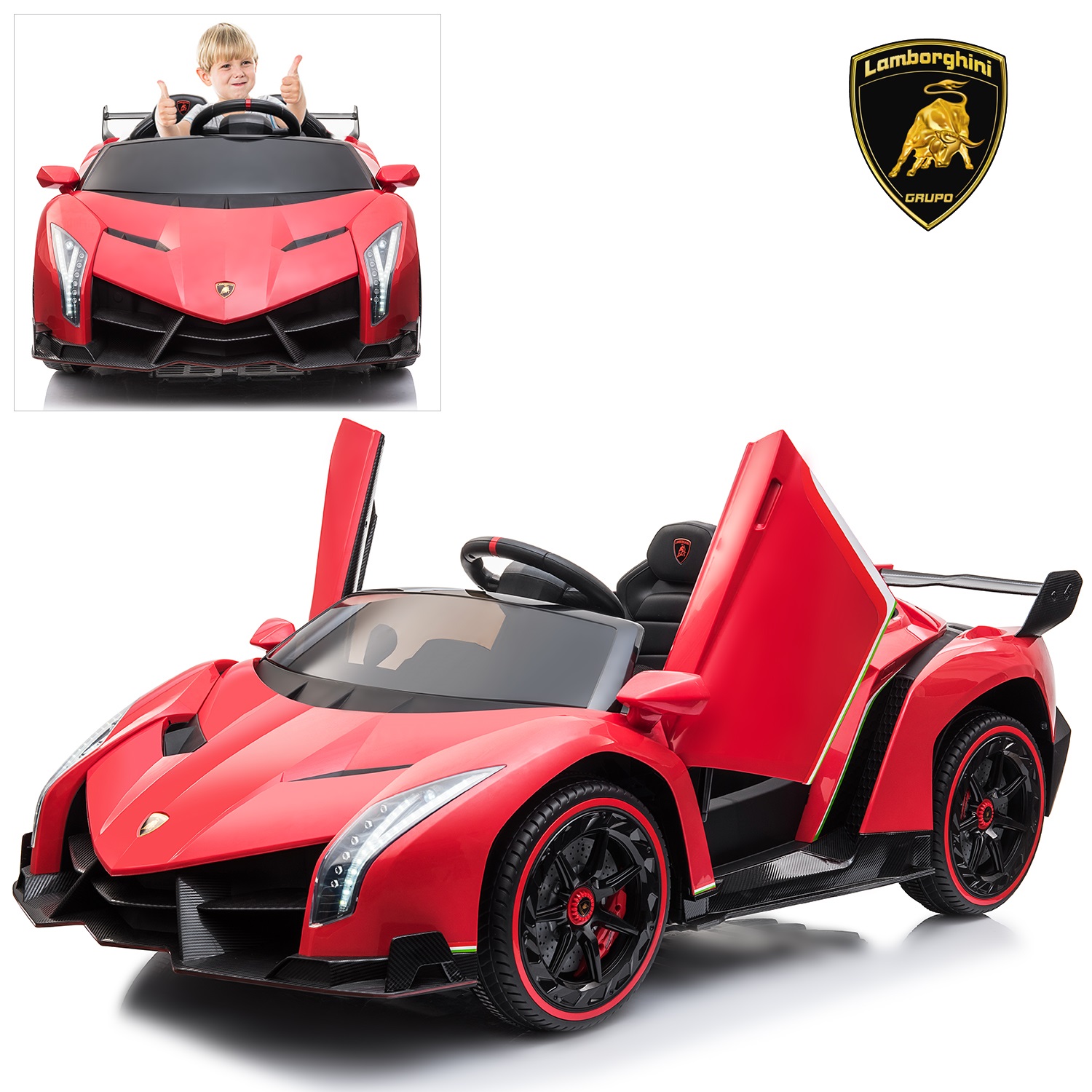 Lamborghini Veneno Ride On Car with Remote Control Music Electric Toy 12V Lights - Picture 20 of 36