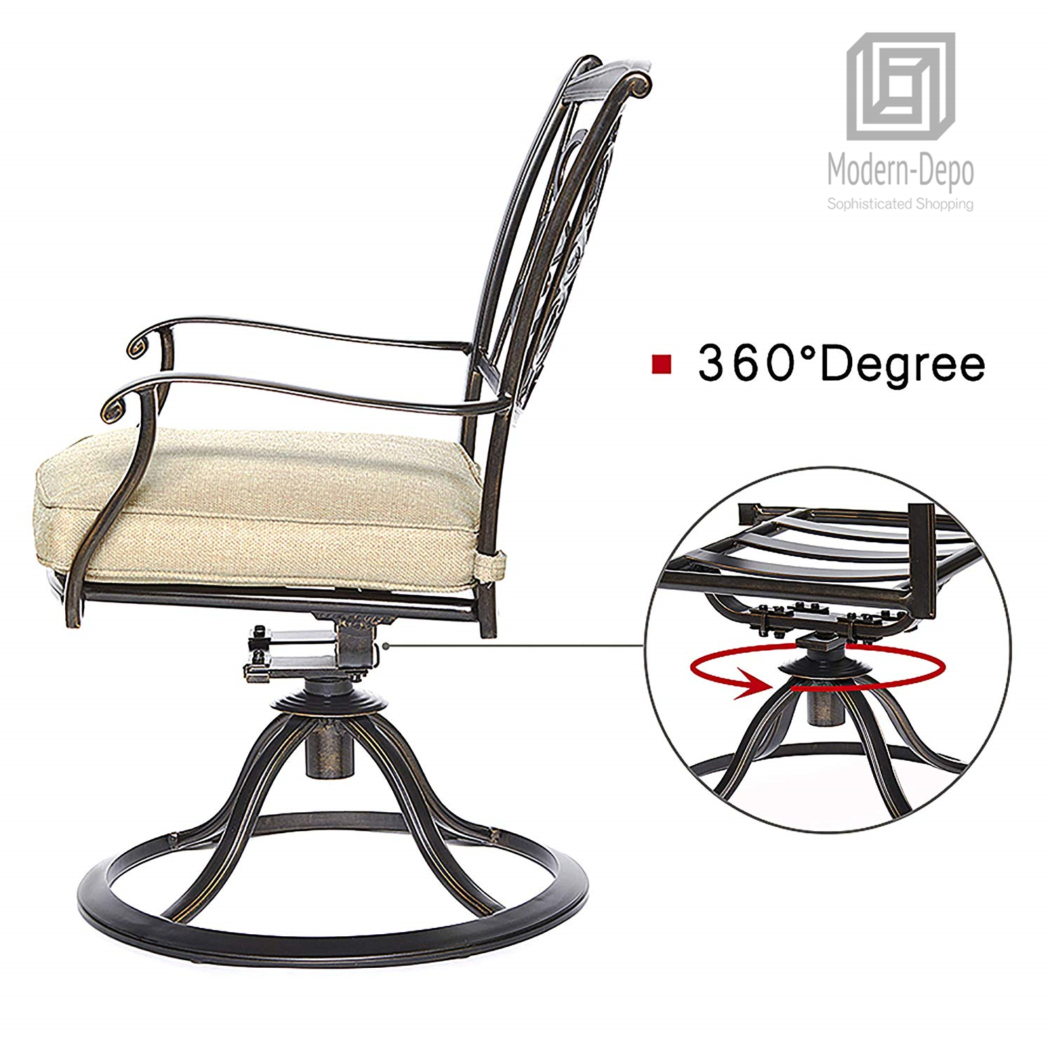 Rotating Aluminum Patio Glider Chairs Garden Backyard Outdoor Furniture