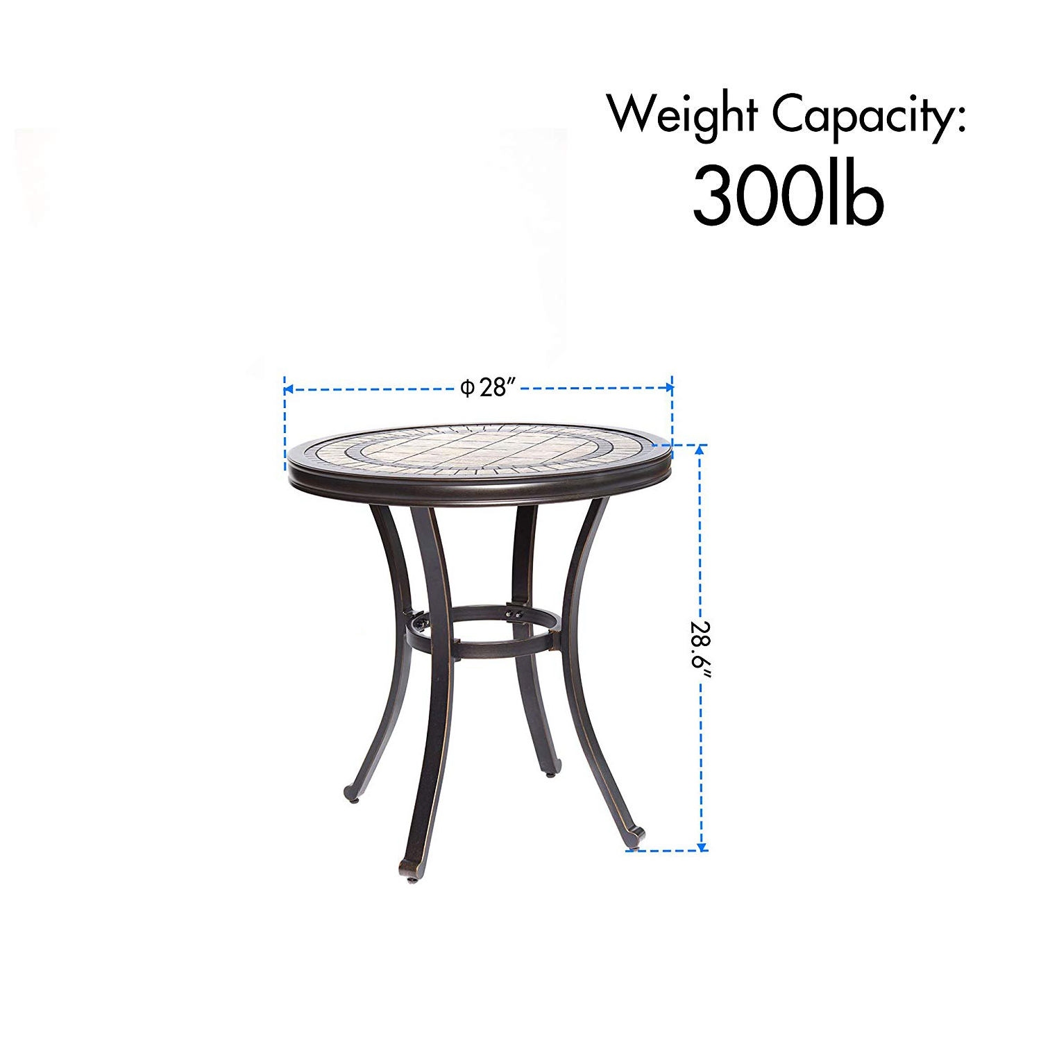 28"x28.6" Round Bistro Patio Table Contemporary Outdoor Garden Furniture - Picture 7 of 11