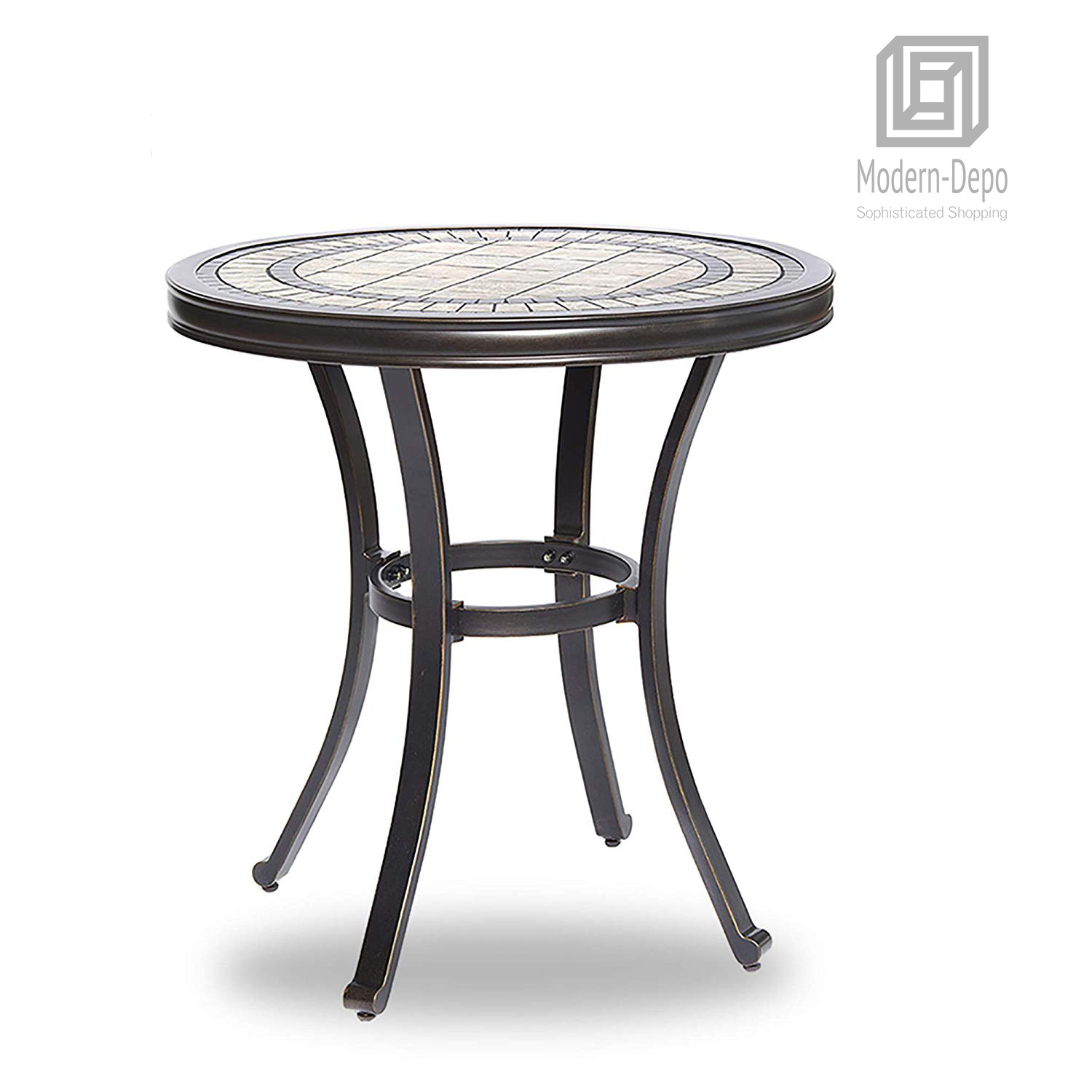 28"x28.6" Round Bistro Patio Table Contemporary Outdoor Garden Furniture
