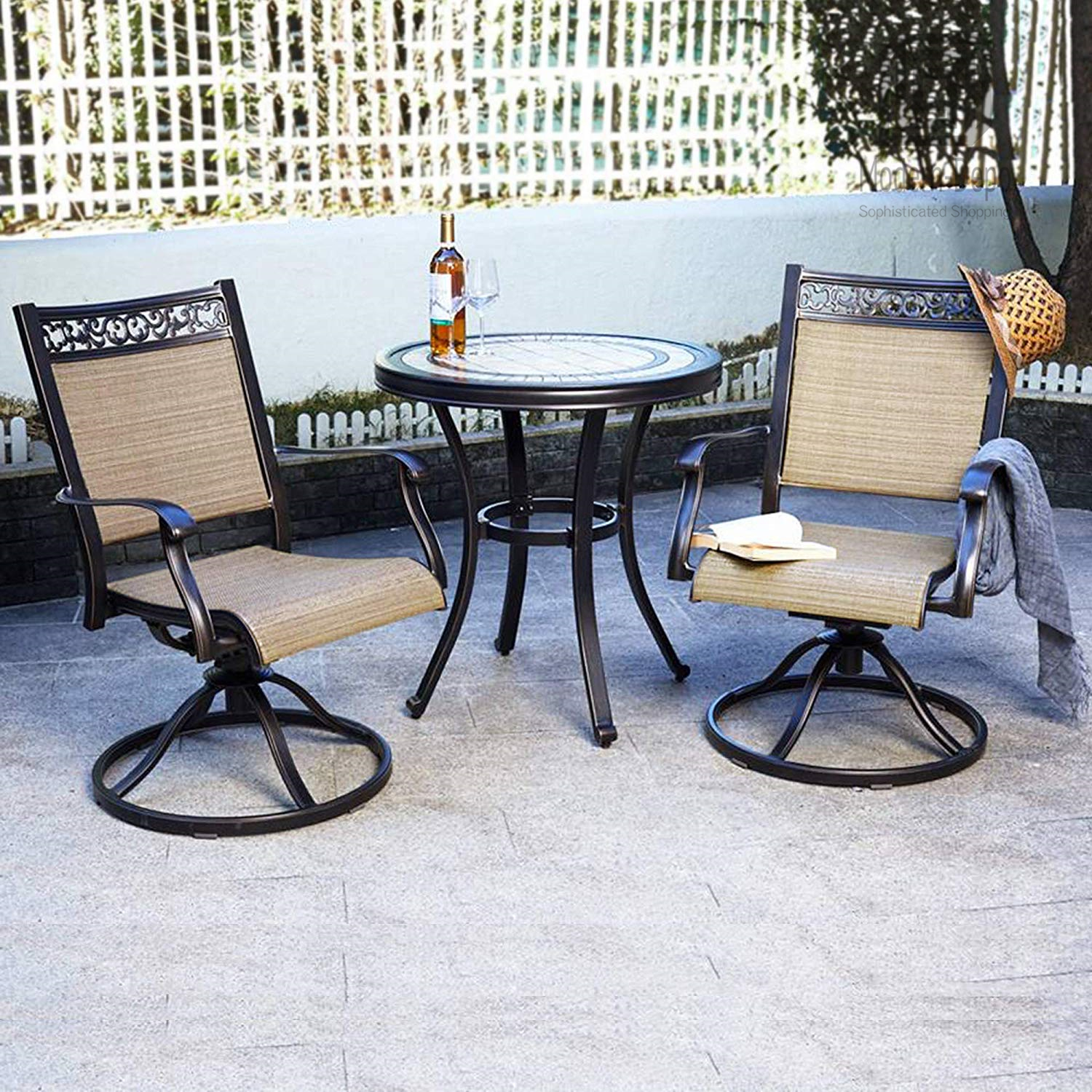 28"x28.6" Round Bistro Patio Table Contemporary Outdoor Garden Furniture - Picture 3 of 11
