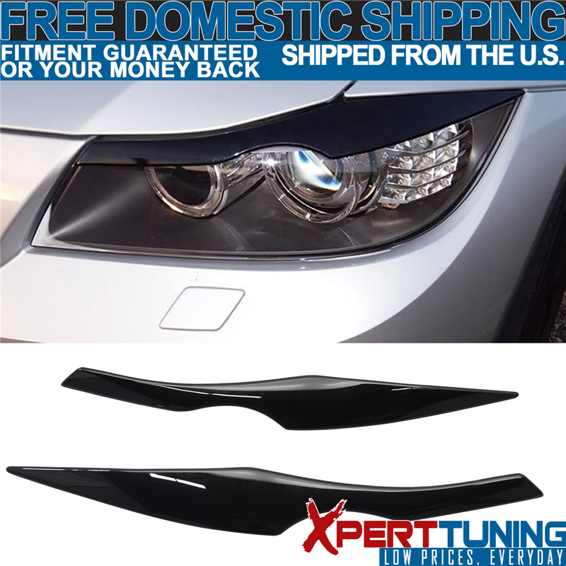 06-11 BMW 3 Series E90 Sapphire Black Headlight Eyebrow Eyelid Cover Painted