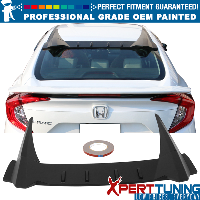 Fits 16-18 Civic Sedan IKON Roof Spoiler Painted #B607M Cosmic Blue Metallic