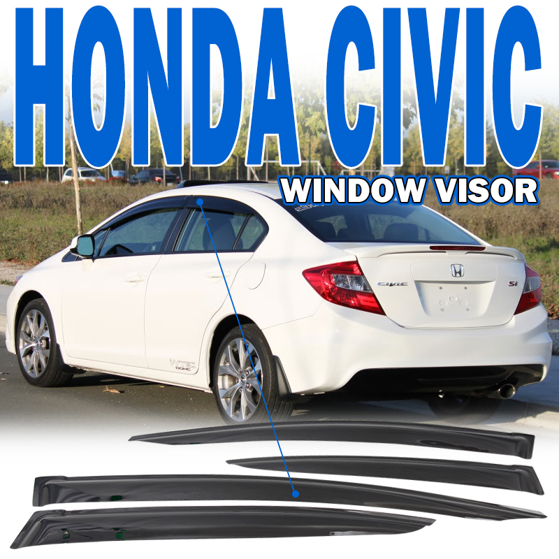 For 12-15 Honda Civic Mug Style Window Visors 4Pc Set