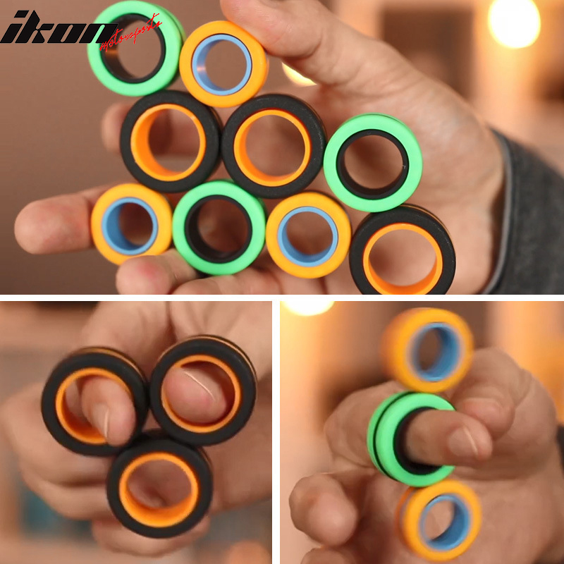 Blue Finger Magnetic Ring Stress Anxiety Decompression Toys Joykey Finger Magic Ring Finger Toy Focus Fidgeting Restless Stress Relief Reducer Ring for Adults Children