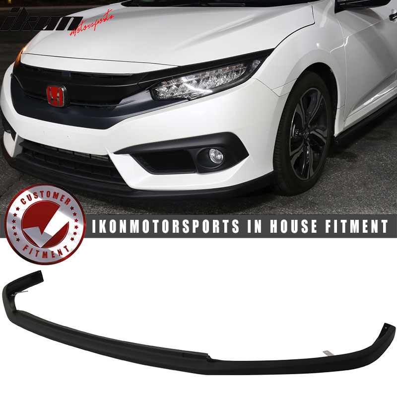 2017 Front Bumper Lip Compatible With 2016-2018 Honda Civic Black PP 10th Gen Air Dam Chin Spoiler by IKON MOTORSPORTS