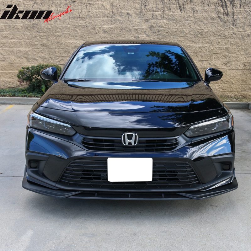 Aggressive Look For Your 22-24 Civic: IKON 3-Piece Front Bumper Lip Spoiler - Matte Black