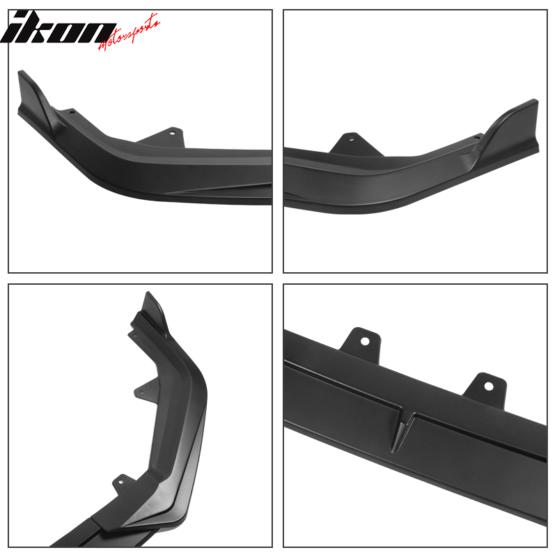 IKON MOTORSPORTS 3-Piece Front Bumper Lip Spoiler For 22-24 Honda Civic 11th Gen - Matte Black PP