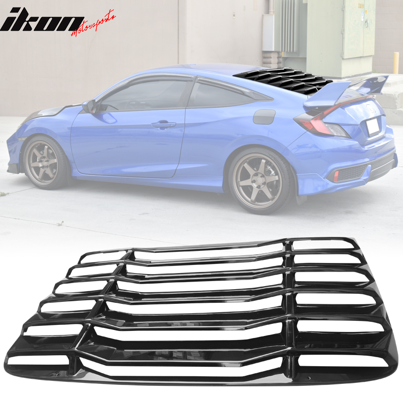 Fits 1620 Honda Civic 2Dr Coupe Rear Window Louvers Cover Gloss Black ABS eBay
