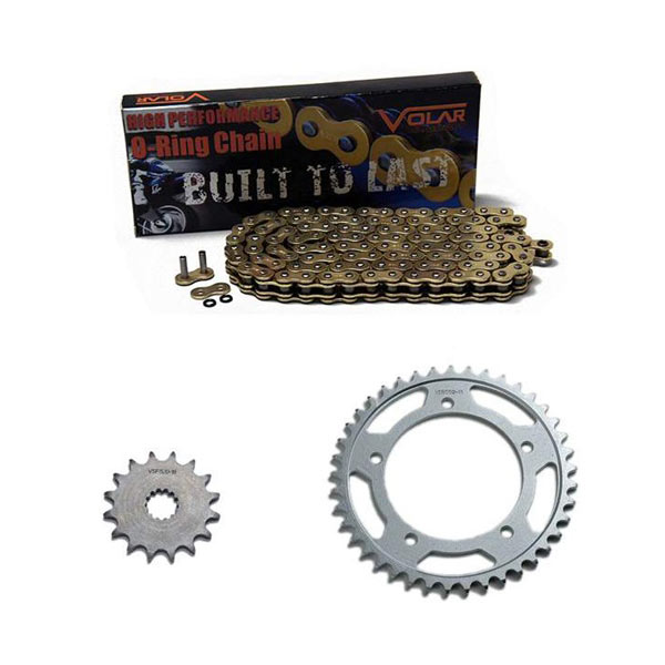 Gold for 1979-1981 Honda CM400 A//C//E//T Volar O-Ring Chain and Sprocket Kit