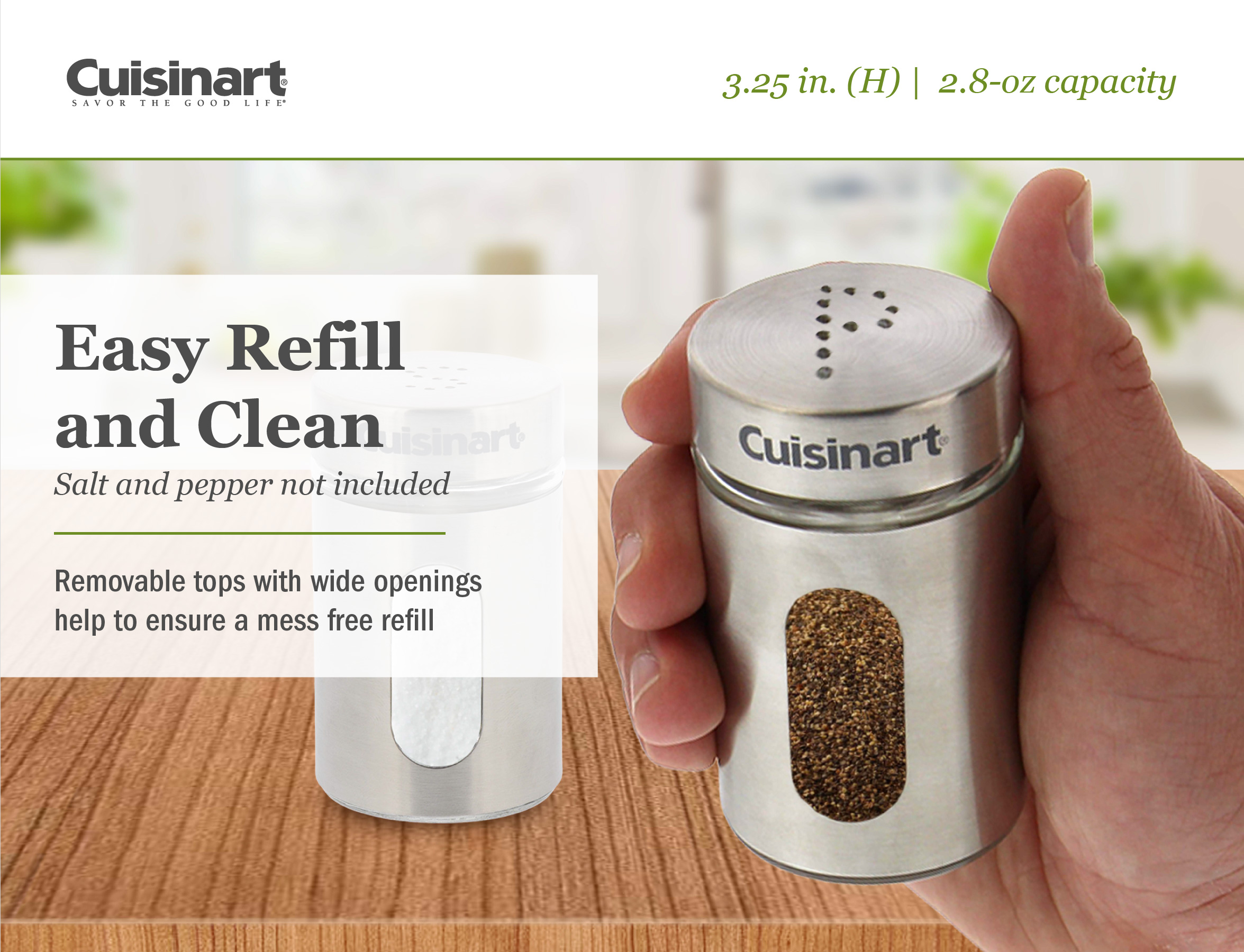 Cuisinart Salt and Pepper Shakers Set, 2.8 ounces Easy to Fill eBay