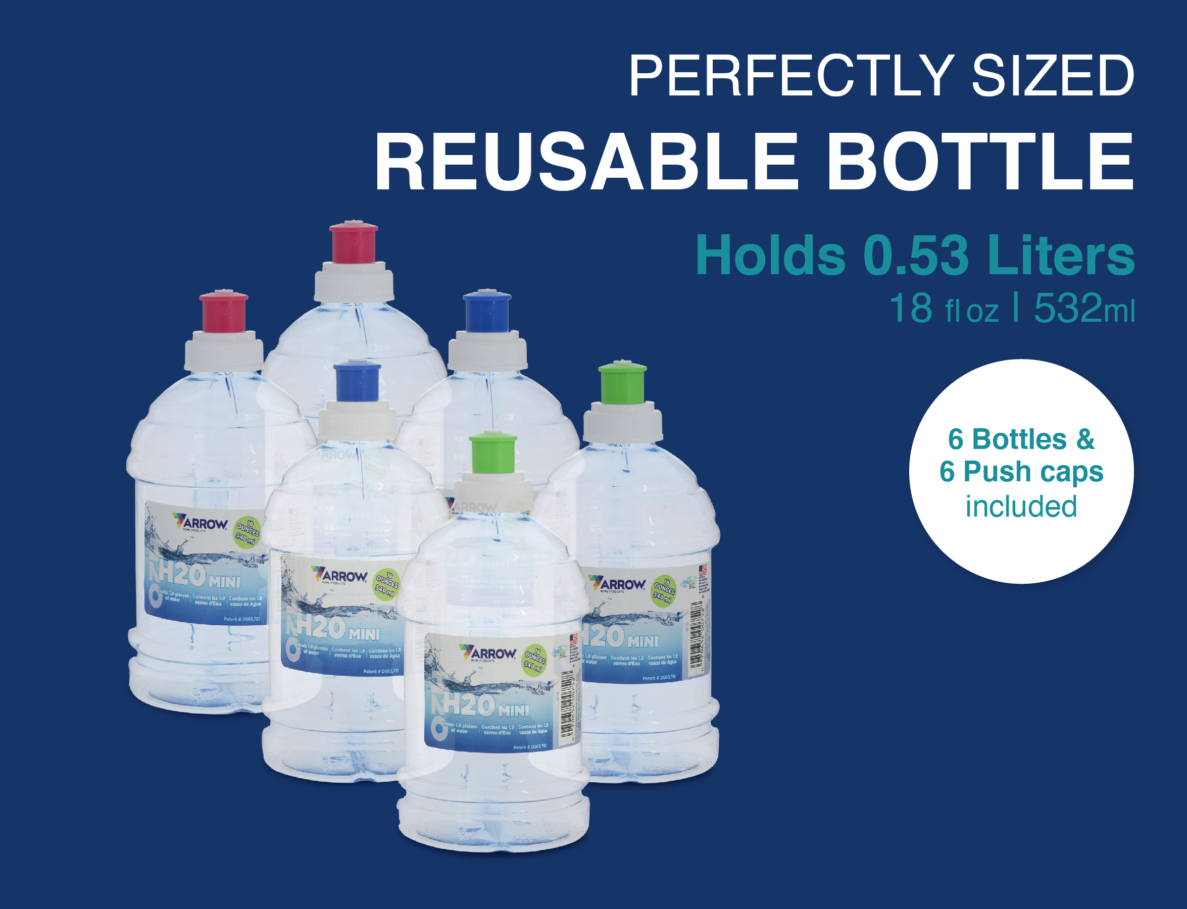 Arrow H2O on the GO Reusable Water Bottle with Handle - Refillable, BPA Free Wat