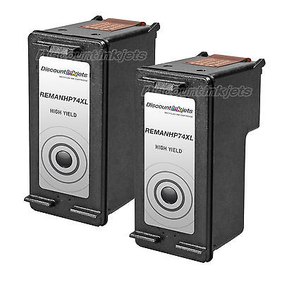 2-Pack HP 74XL Black Ink Cartridges - Remanufactured For Photosmart C4550, C4575