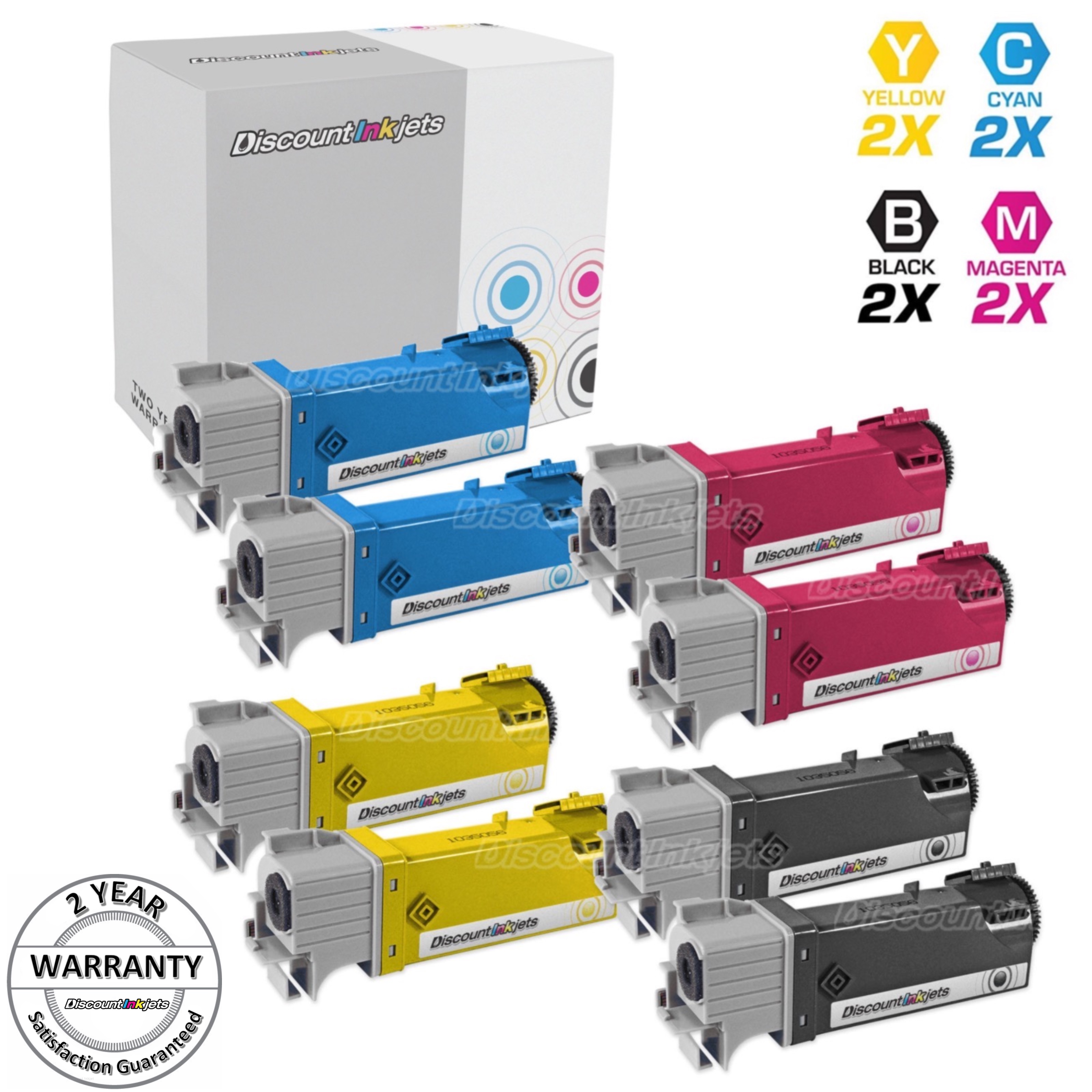 Toner for Xerox Phaser 6500 6500N Black Cyan Magenta Yellow 8pk Set 106R01597
