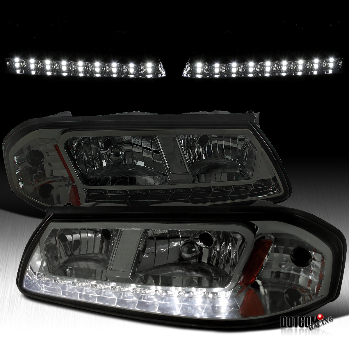 2000-2005 Chevy Impala LS SS Base LED Headlights Head Lamps Black Left+Right