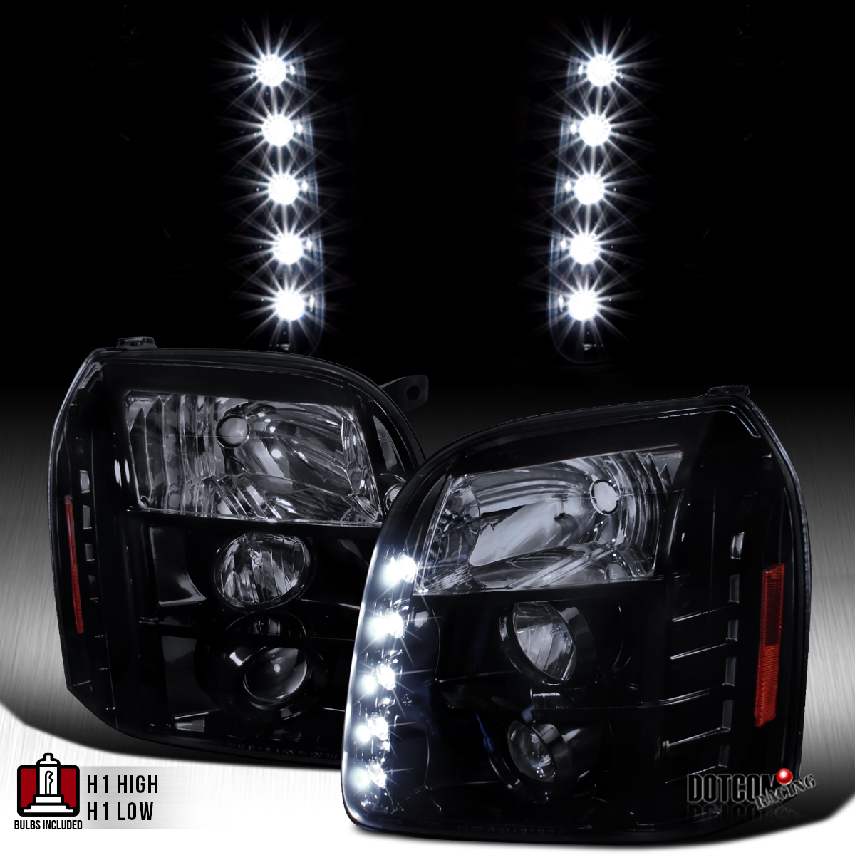 thumbnail image 2 of Smoke LED Projector Headlights For 2007-2014 GMC Yukon Denali XL – Black Housing 2 of 6