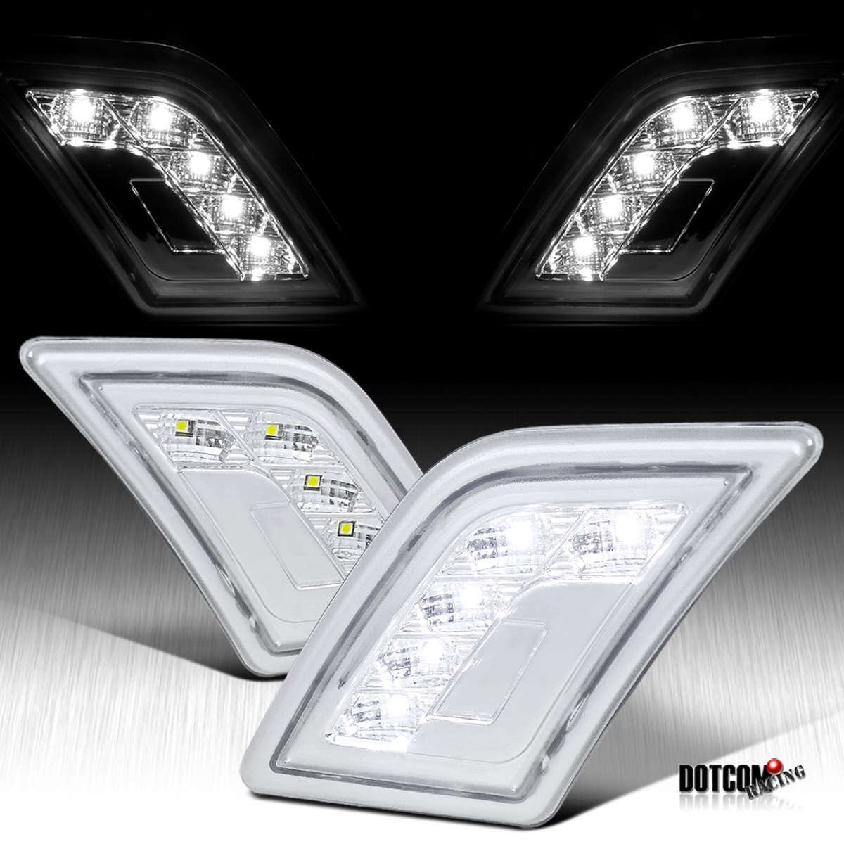 For 2008-2011 Mercedes W204 C-Class Smoke LED Front Bumper Side Markers Lights