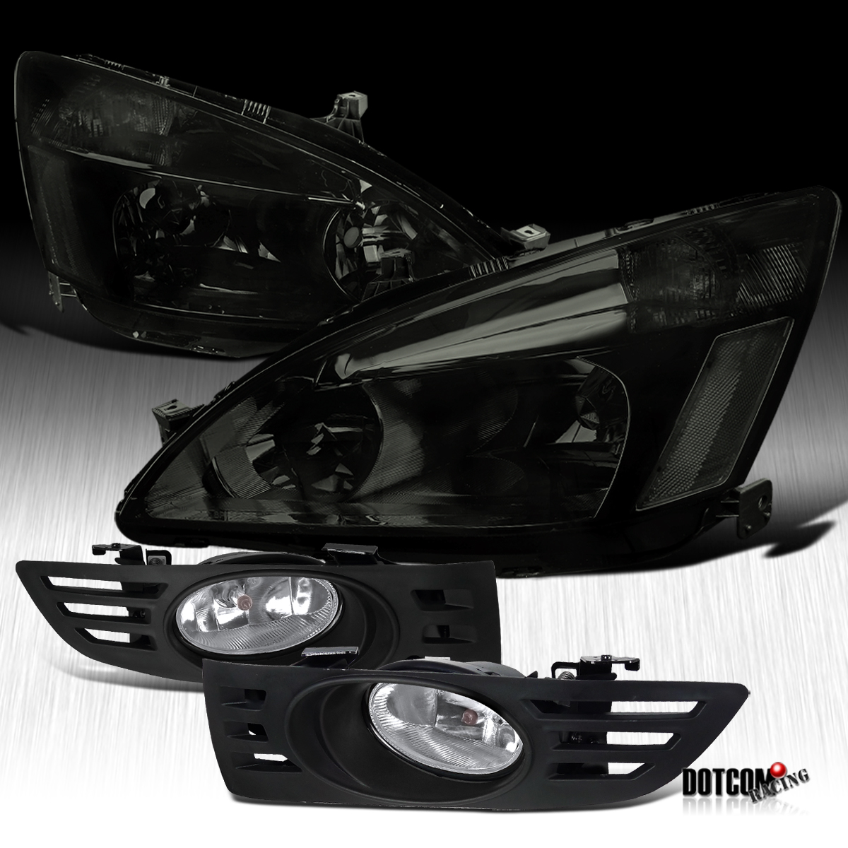 Honda 0305 Accord 2Dr Coupe JDM Smoke Tint Headlight+Clear Bumper Fog