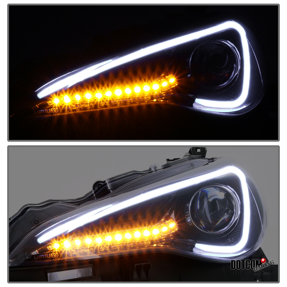 For 20122017 Scion FRS LED Strip Black Smoke Projector Headlights
