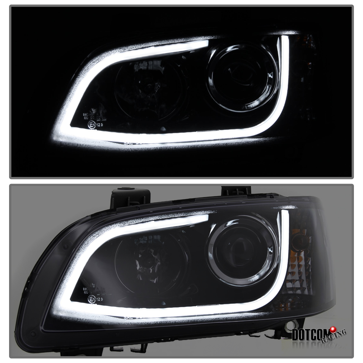Autozensation Black Smoke LED Bar Projector Headlights For 2008-2009 Pontiac G8 – Pair – Halogen