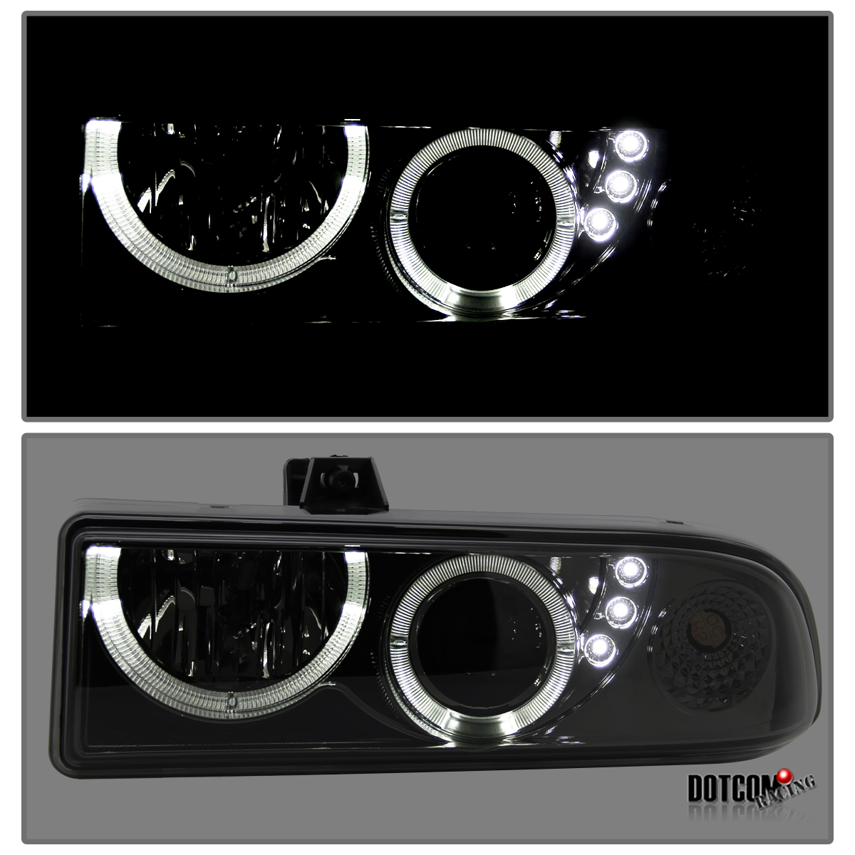 19982004 Chevy S10 Pickup Blazer Smoke Lens Tinted Halo Projector