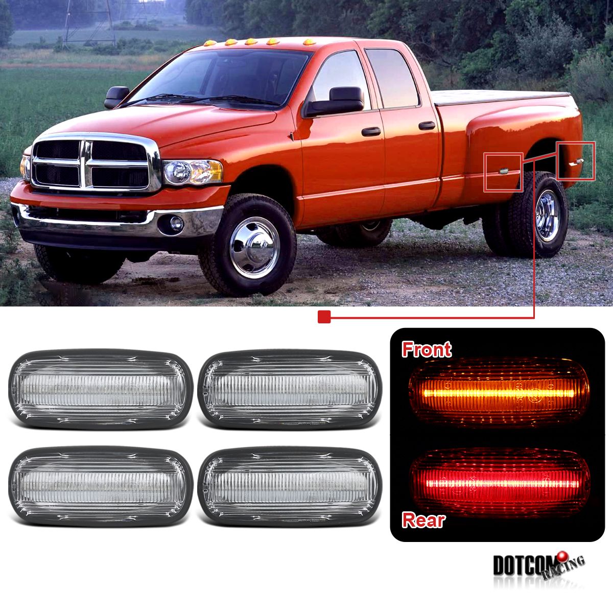 For Dodge 20032009 Ram 2500 3500 Dually Bed LED Side Fender Marker