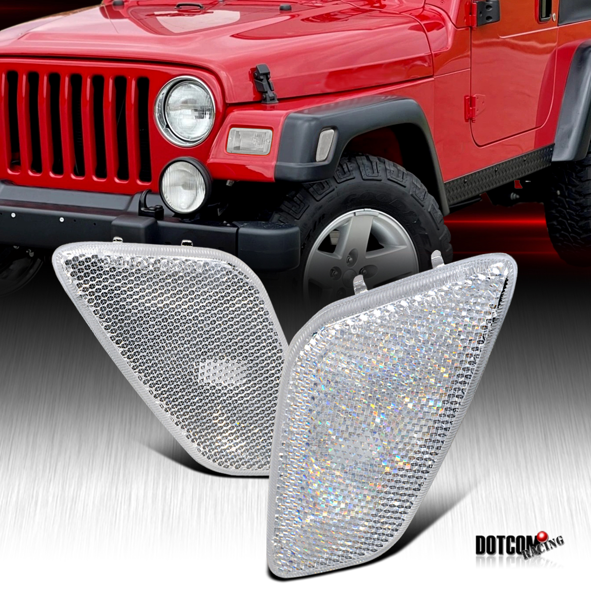 Clear Side Marker Light Housing Kit For Jeep Wrangler TJ 1997-2006 – Front Fender