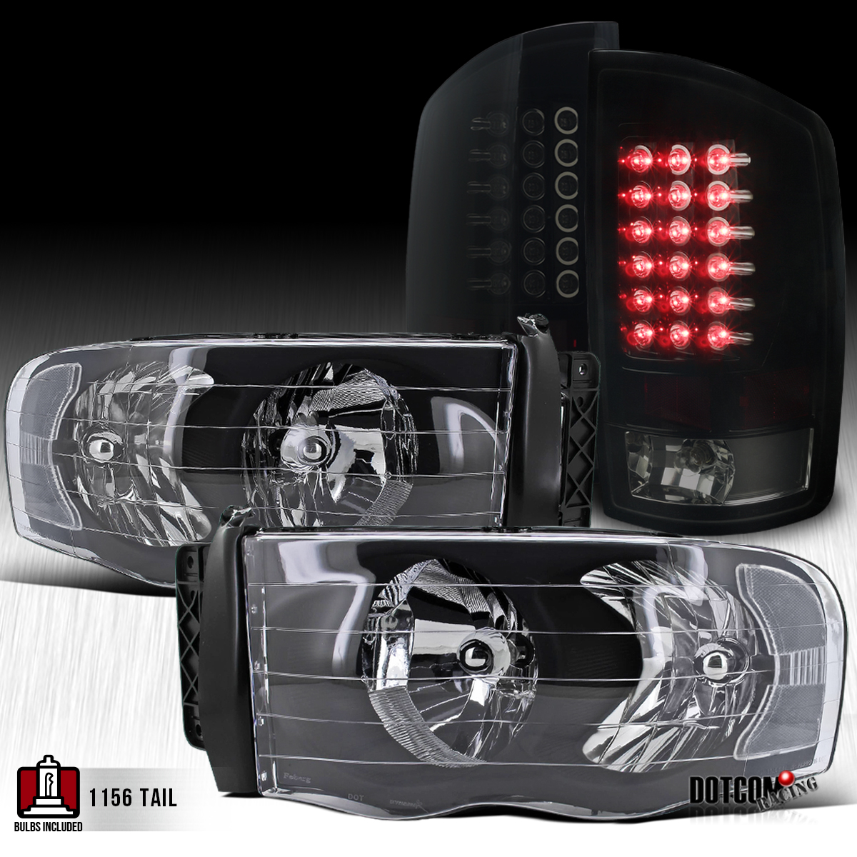 Tail Lights Combo 03-05 2500//3500 Headlights Black 2002-2005 Dodge Ram 1500