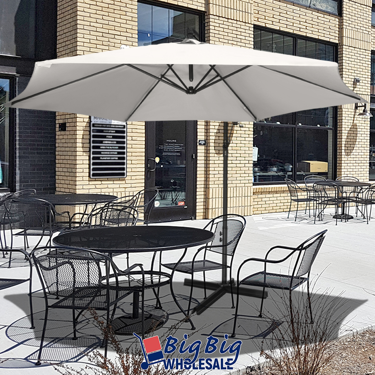 10ft Outdoor Umbrella Patio Offset Market Terrace Cantilever Hand Crank Blue