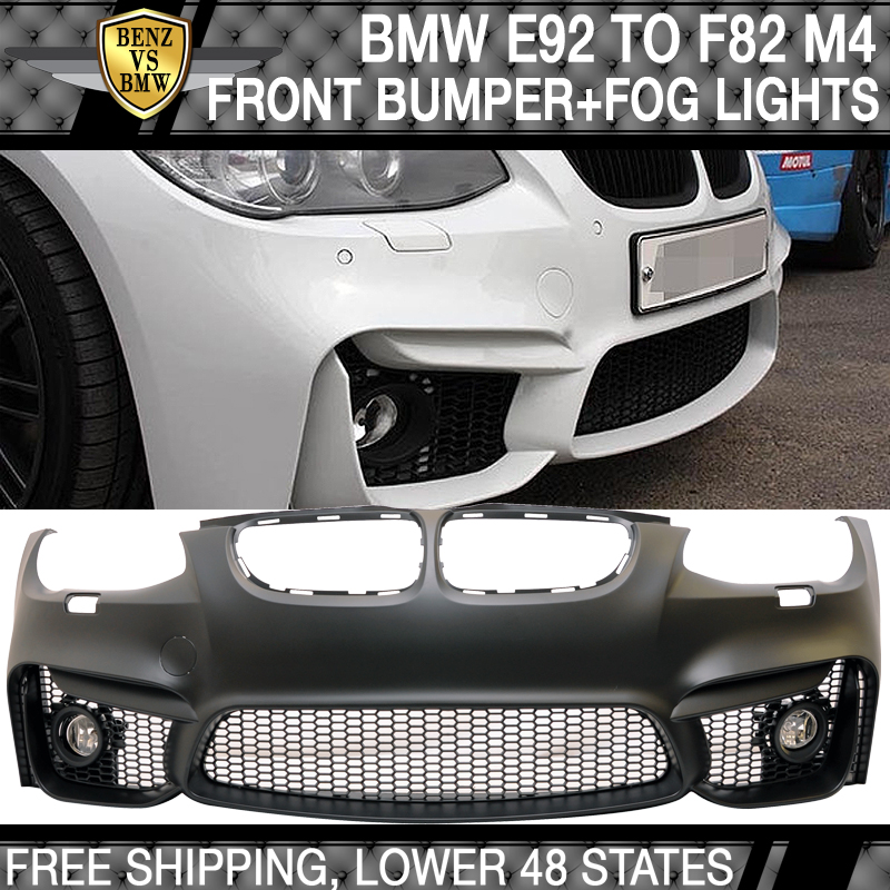 Fit 11 12 13 BMW E92 LCI M4 Conversion Front Bumper & Fog light Lamp Cover PP eBay