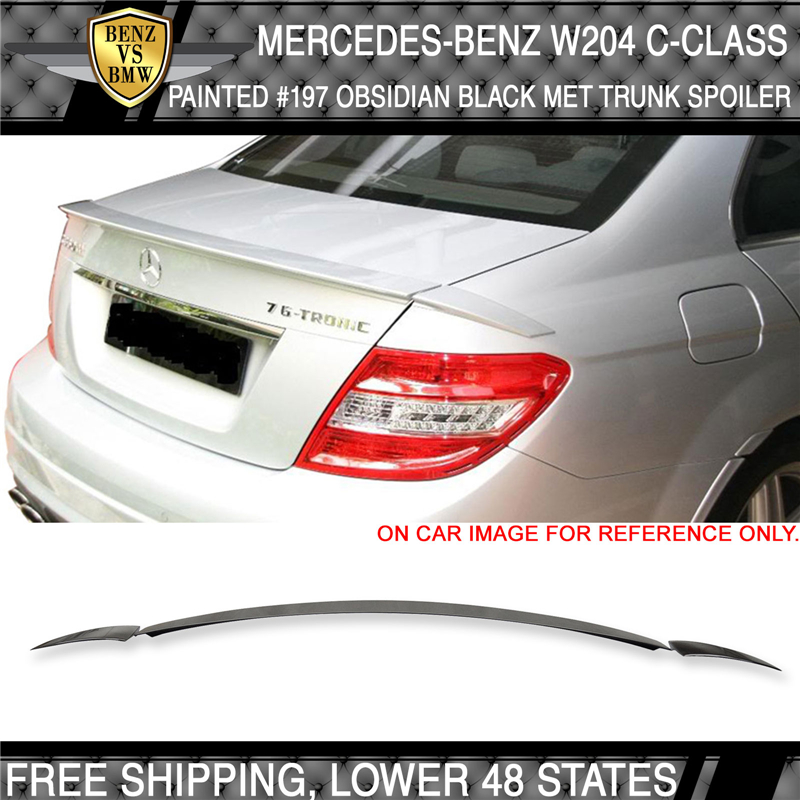 Painted 197 Obsidian Black A Style Rear Trunk Spoiler for Mercedes W204 Sedan