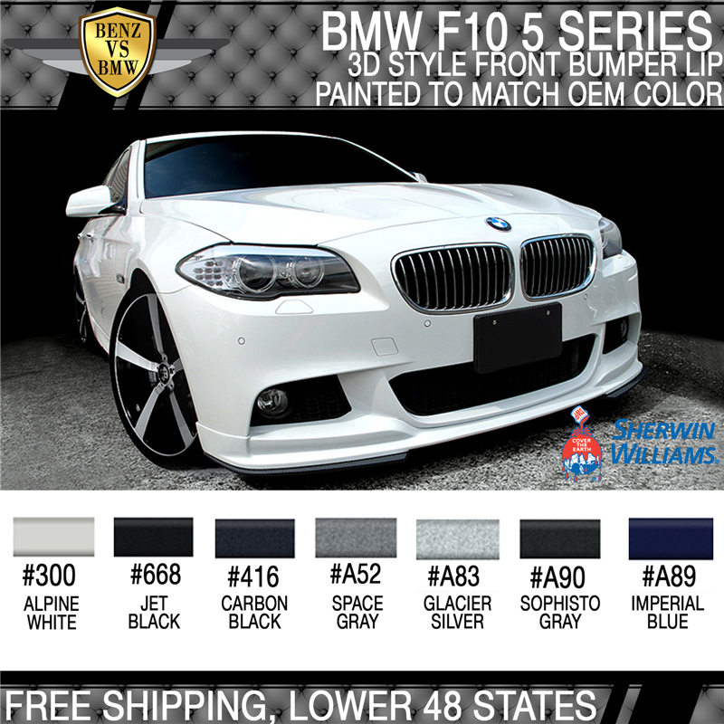 Fits 11-16 BMW F10 5 Series 3D Style M-Tech M Sport Painted Front Bumper Lip PU