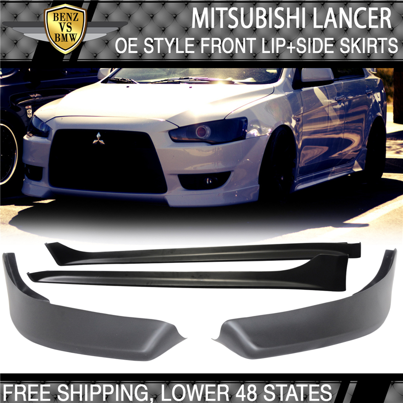 Fits 08-17 Mitsubishi Lancer OE Style Side Skirts Bodykit PP Black