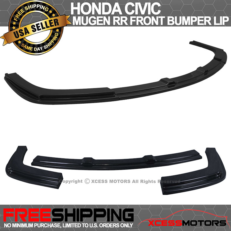 Advancetuning Mugen RR Style Front Bumper Lip – Fits 2006–2011 Honda Civic 4DR – ABS Plastic, Unpainted Black