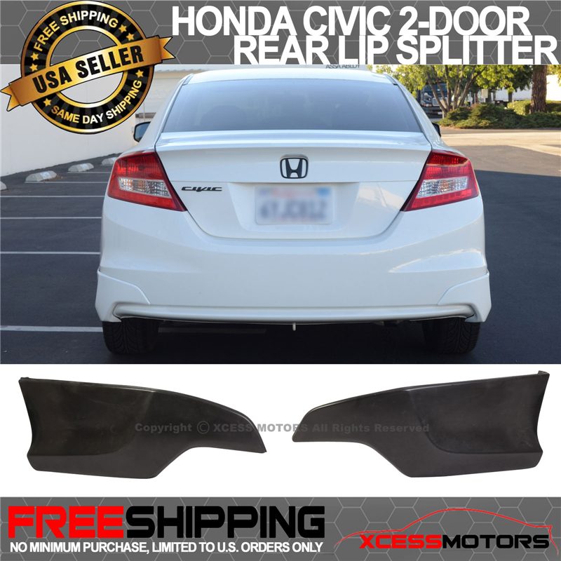 HFP-Style Rear Bumper Side Aprons For 2012-2013 Honda Civic Coupe (Non-Si) - Unpainted PU