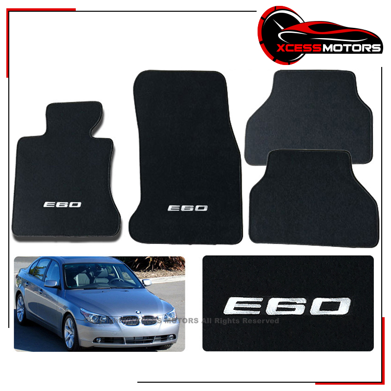 05-10 E60 Logo 5-Series Floor Mats Carpet Front Rear Liners Nylon