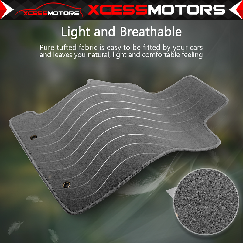 For 06-11 Honda Civic Floor Mat Front Rear Gray Nylon Non-Slip Carpet