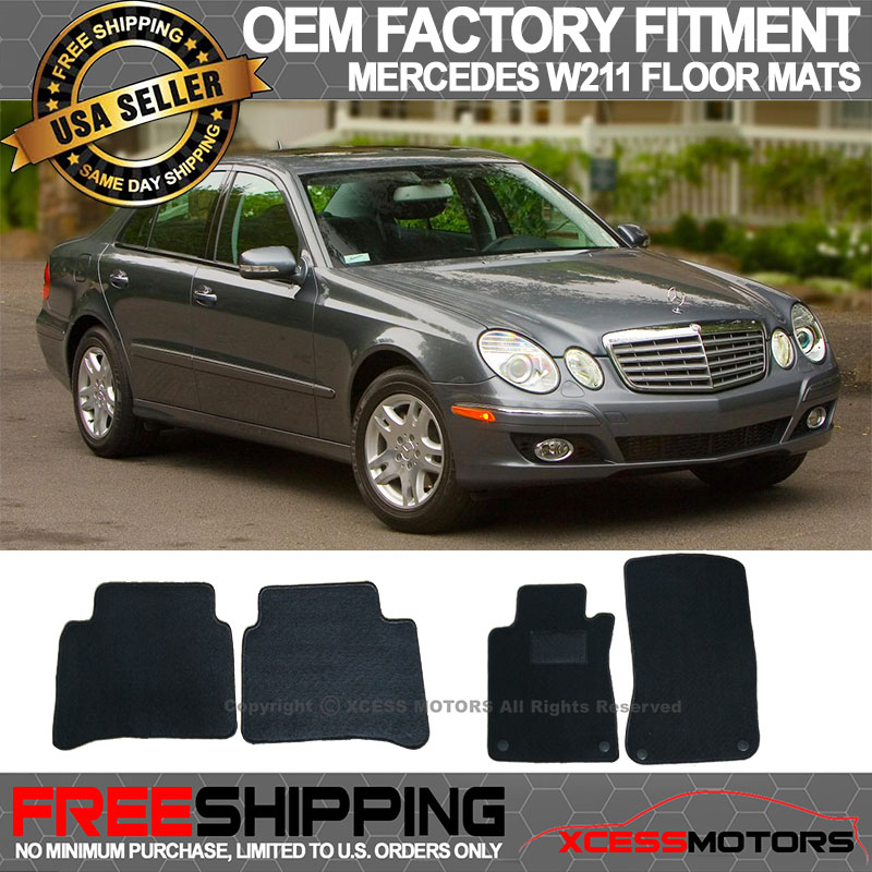 For 2003-2008 Mercedes Benz W211 E-Class Floor Mats Carpets Nylon Black AMG