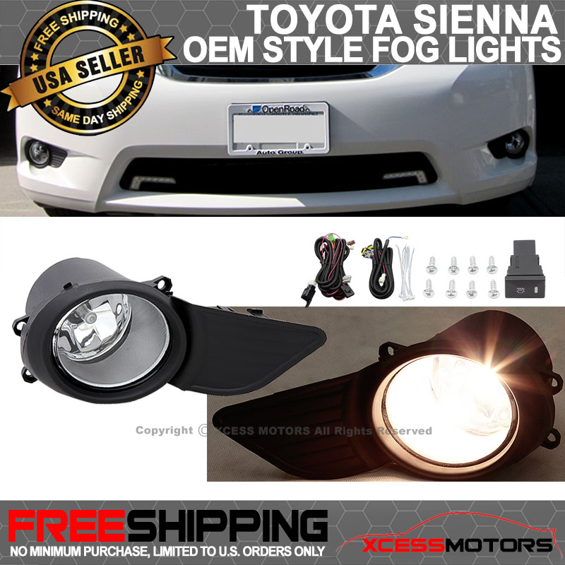 Fits 11-17 Toyota Sienna 5Dr Front Bumper Clear Fog Lights Lamps RH /& LH Pair