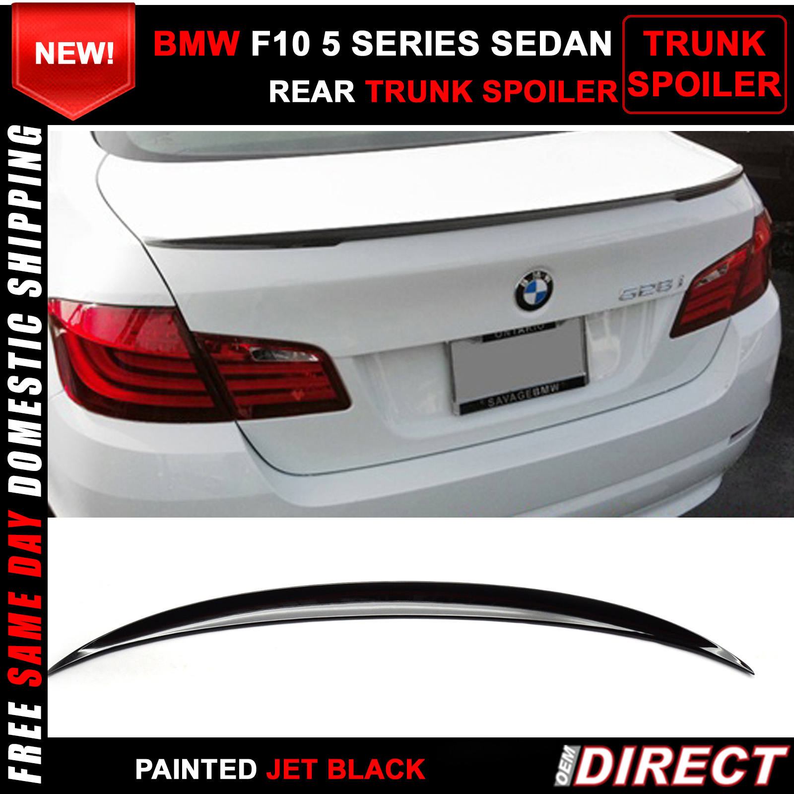 IKON MOTORSPORTS Painted #668 Jet Black Trunk Spoiler For BMW 5 Series F10 Sedan 2011-2016 – AC Style