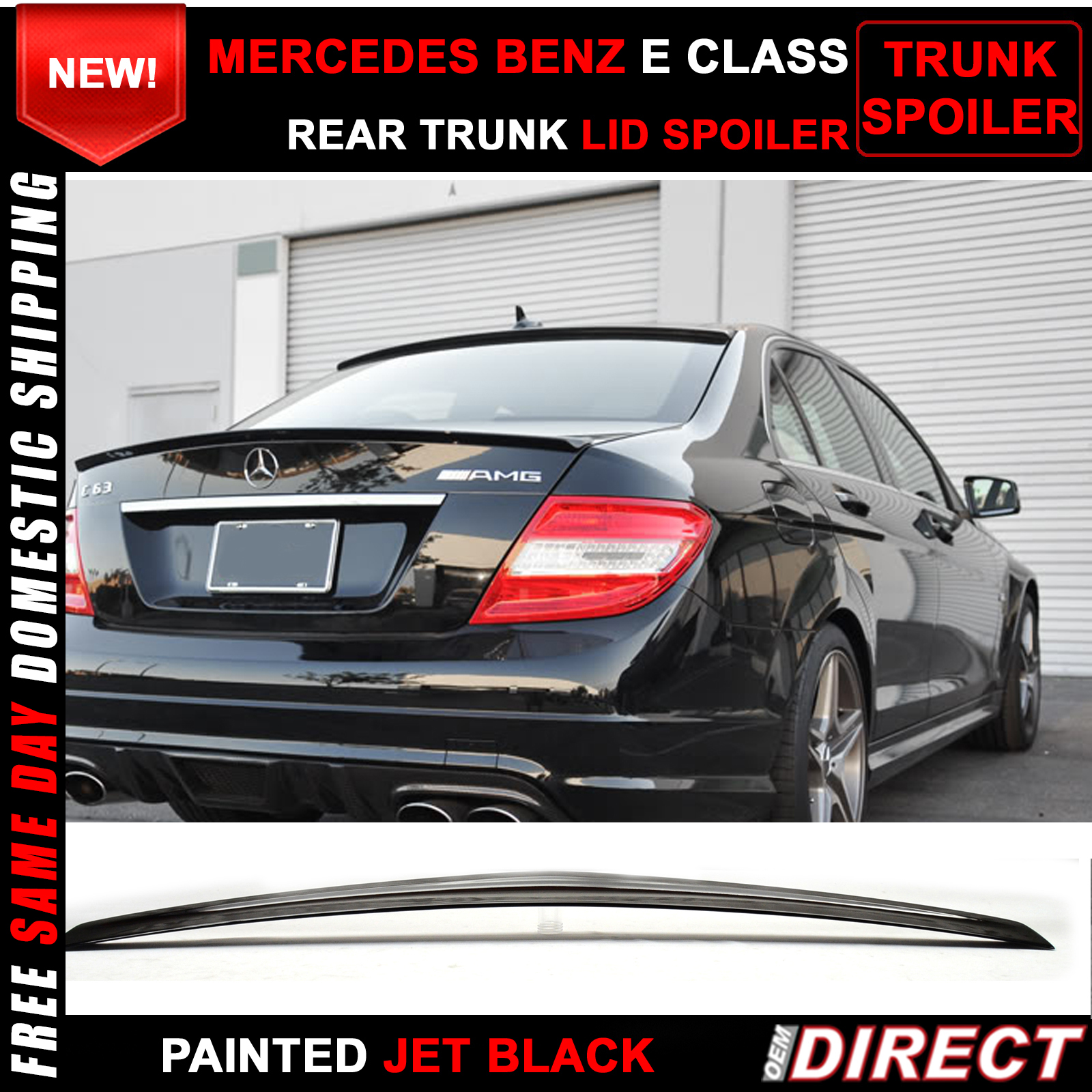 Fit For 10-16 Benz E-Class W212 4Dr Sedan AMG Style #040 Black Trunk Spoiler