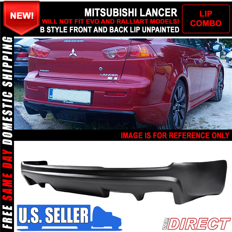 For 08-15 Mitsubishi Lancer Gsr X B Style PP Front Rear Bumper Lip Unpainted