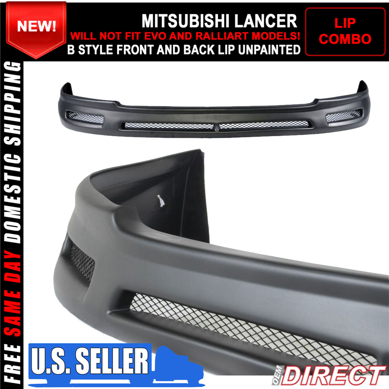 For 08-15 Mitsubishi Lancer Gsr X B Style PP Front Rear Bumper Lip Unpainted