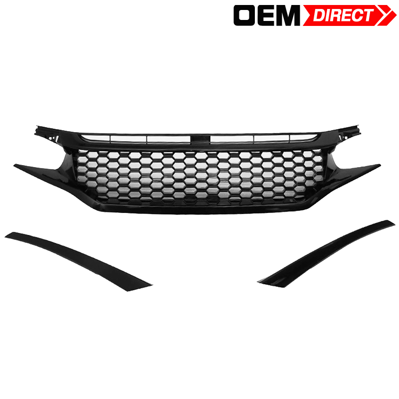 For Honda Civic 10th FK8 FC1 FK7 JS N1 2016 2017 2018 2019 2020 2021 Car Front Racing Grille Upper Bumper Hood Mesh Grid ABS - 34