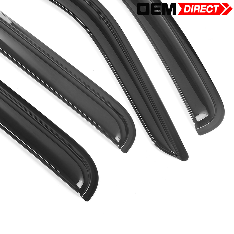 Slim Acrylic Window Visors For 2002-2007 Jeep Liberty KJ – 4-Piece Smoke Tint Set, Tape-On Deflectors